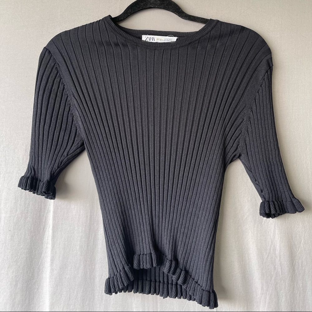 Zara Short Sleeve Ribbed Top